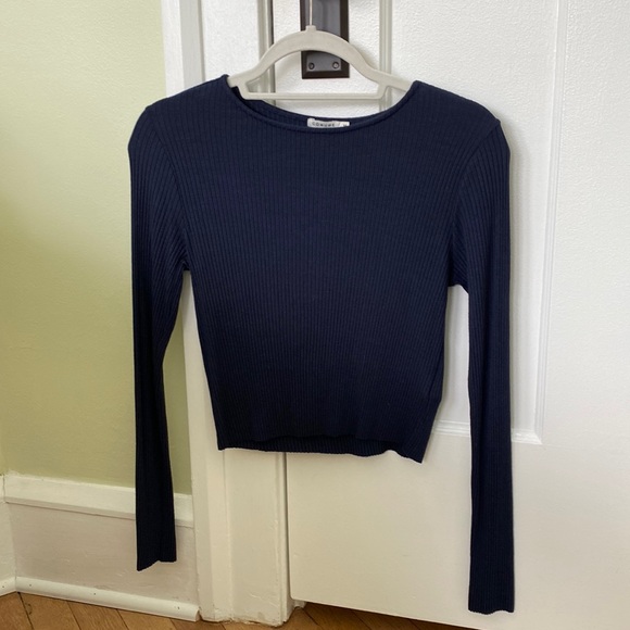 Comune long sleeved crop top, size M. Dark blue - Picture 1 of 3
